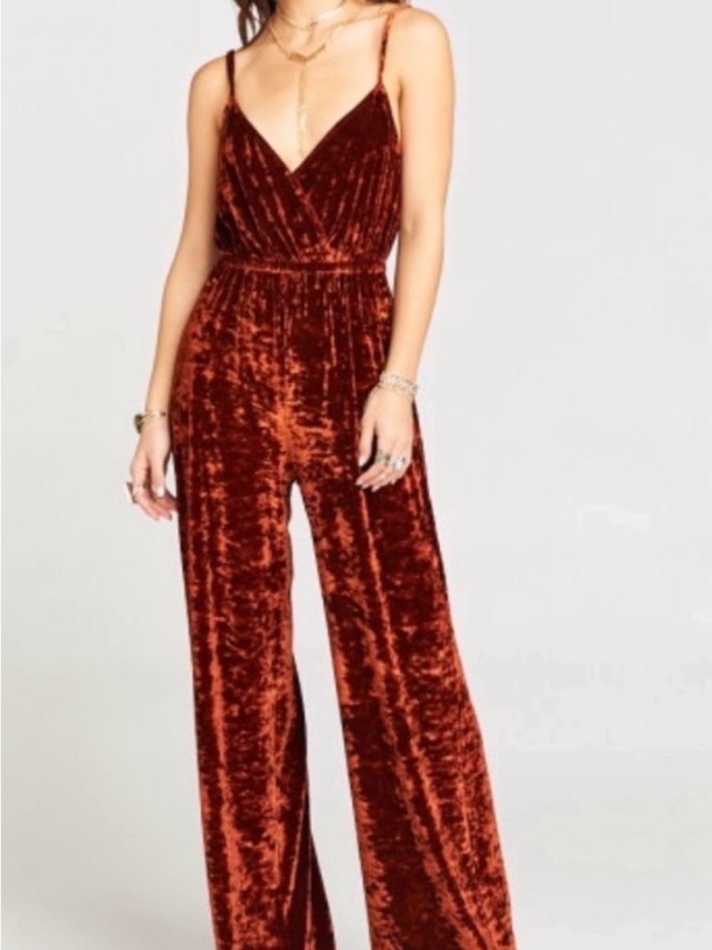 Show me your mumu Crushed velvet jumpsuit copper